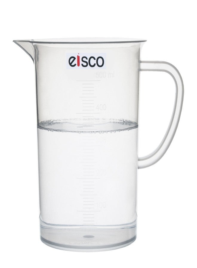 EISCO - Beaker with Handle and Spout (Measuring Jug), 500 ml, Tall Form, Made of Polypropylene, Graduated, Autoclavable, Good Chemical Resistance, 10 ml Graduations - Image 2
